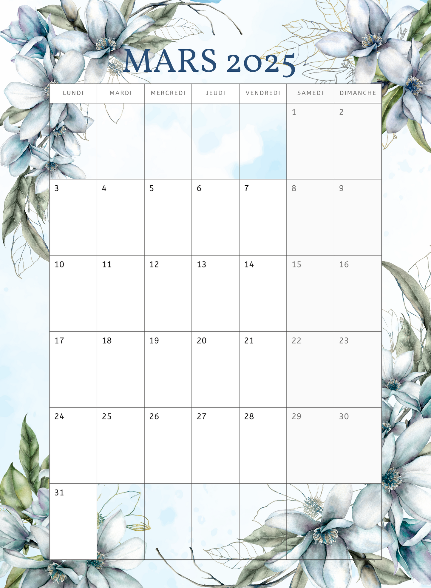 AGENDA Coloriage Adulte Modèle "Bleu Bohème"