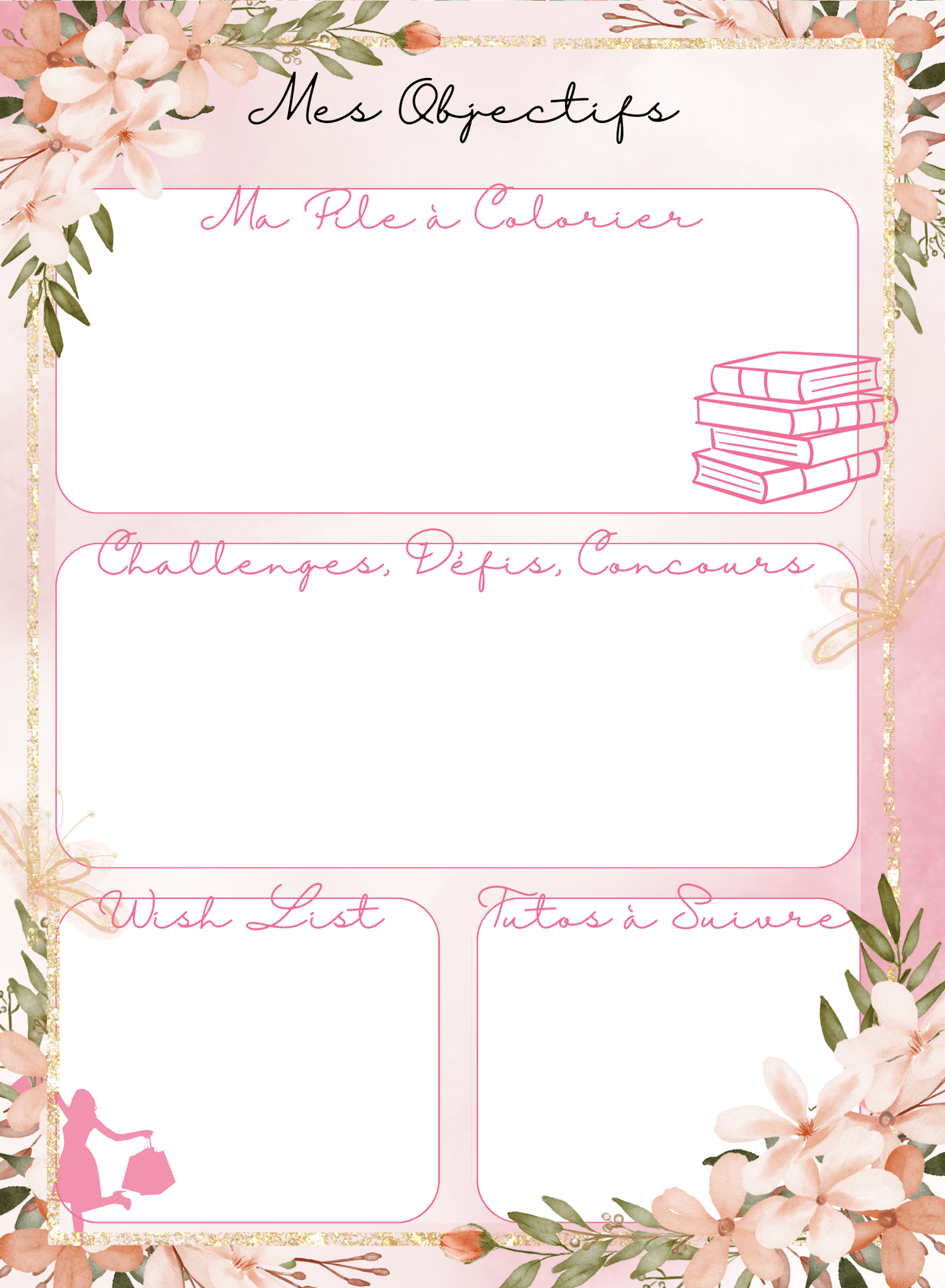 AGENDA Coloriage Adulte Modèle "La vie en Rose"