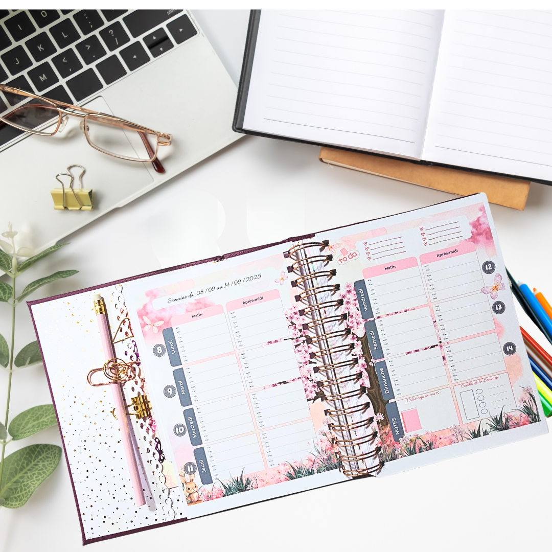 AGENDA Coloriage Adulte Modèle "La vie en Rose"