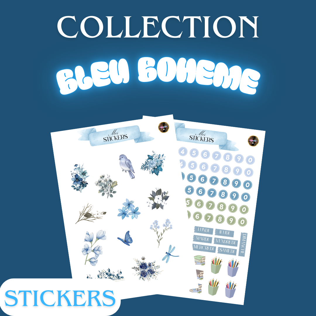 Stickers – Collection La vie en rose / Bleu bohème / Forêt enchantée (lot de 2 planches)