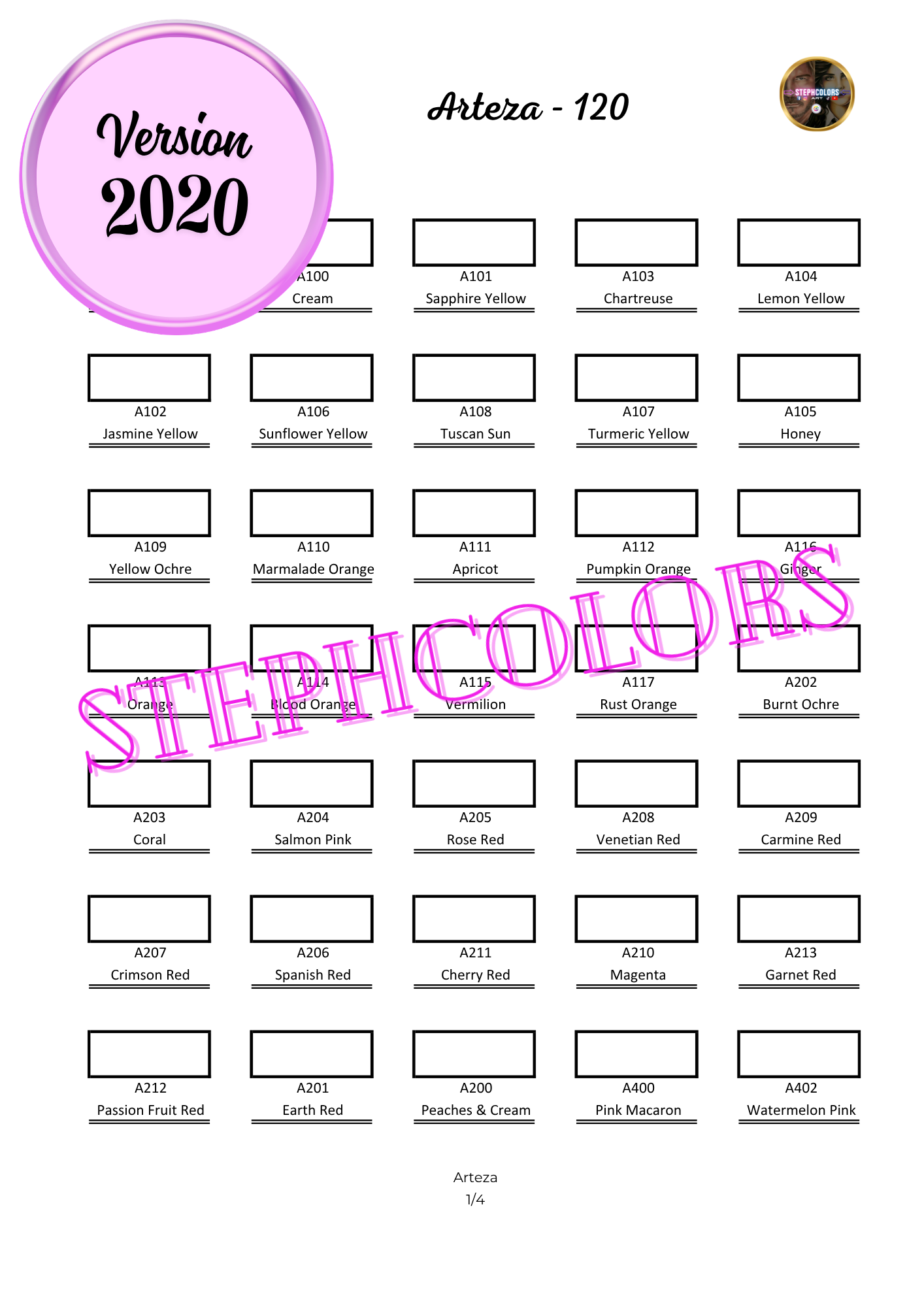 Color Chart Acrylic Markers Set ARRTX x30