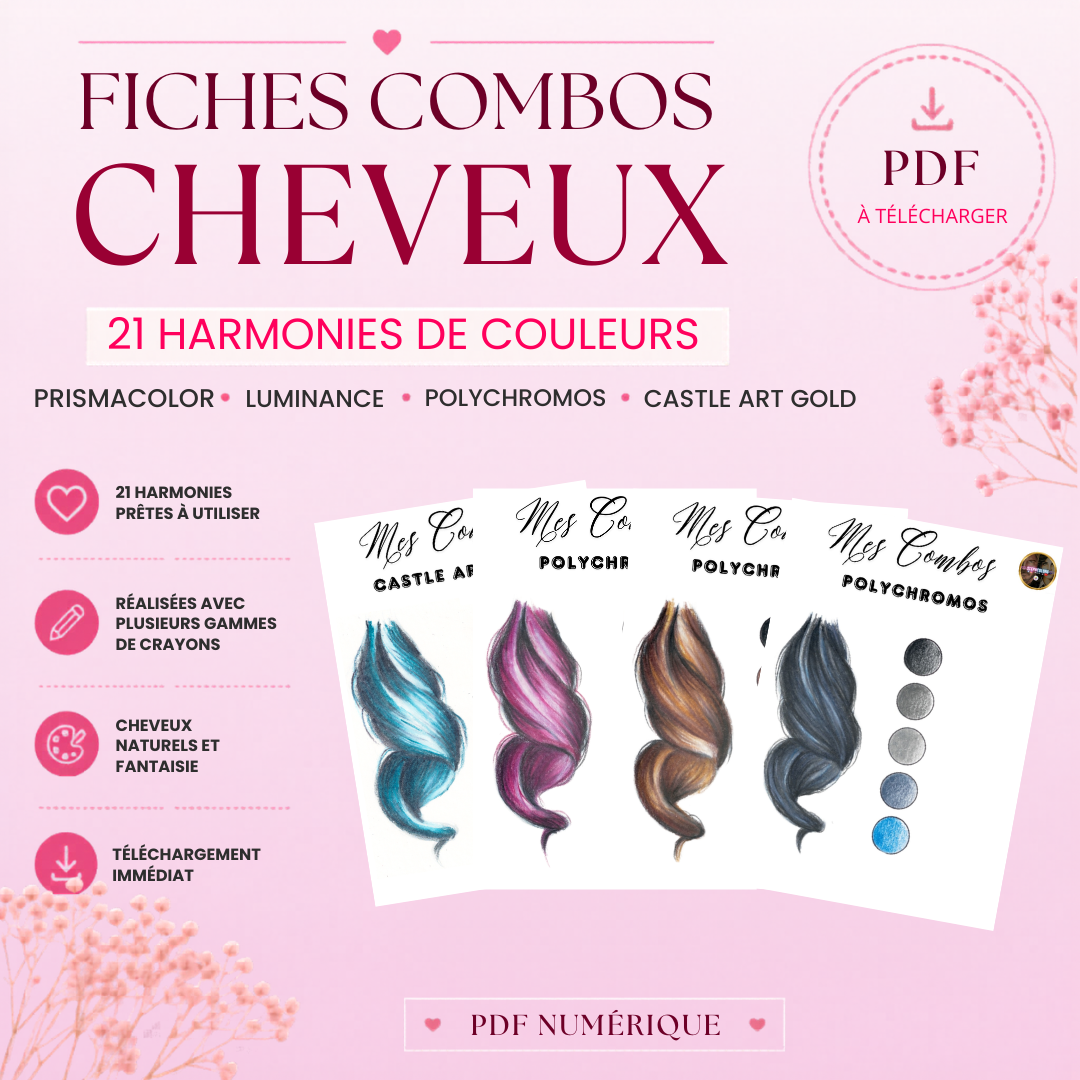 Fiches Combos Cheveux – 21 Harmonies de Couleurs pour le Coloriage Adulte