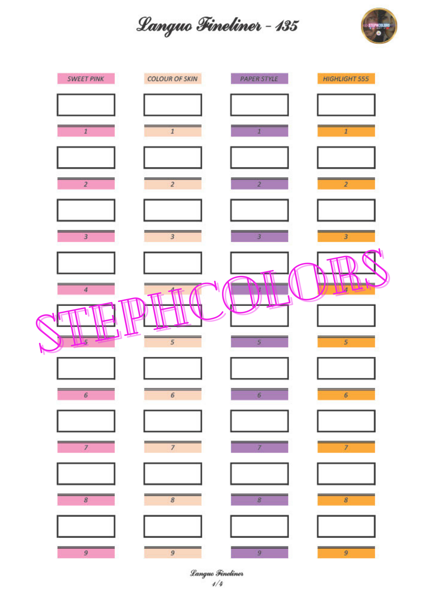 Nuancier Languo Fineliner Acrylique 135