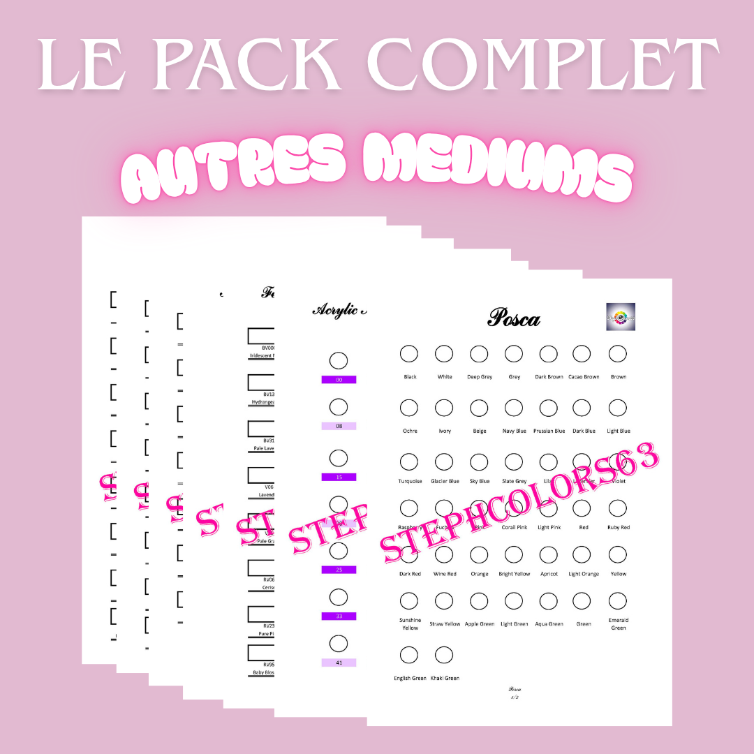 Pack Complet de Nuanciers pour Autres Médiums - 39 Gammes en PDF