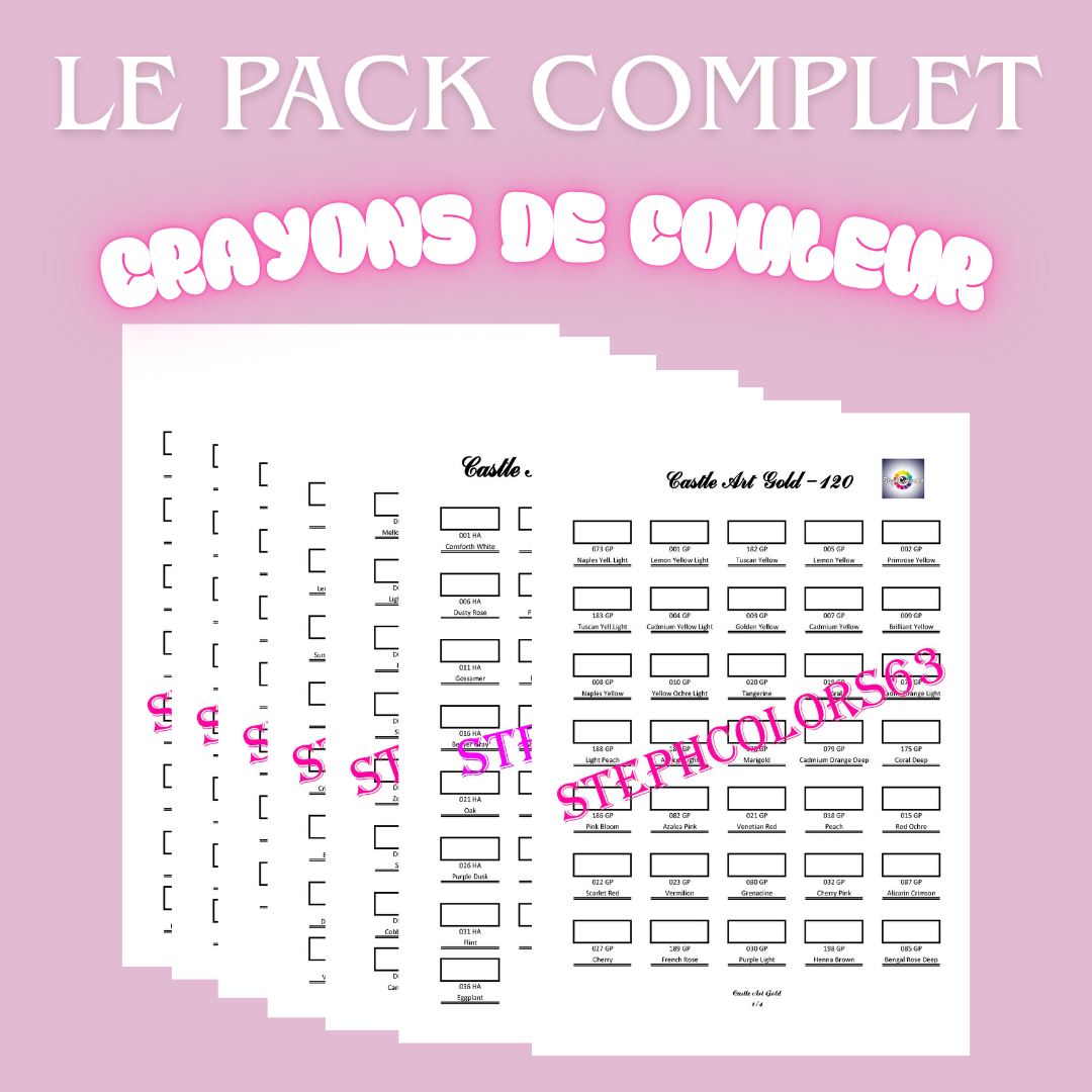 Pack Complet de Nuanciers pour Crayons de Couleur - 33 Gammes en PDF