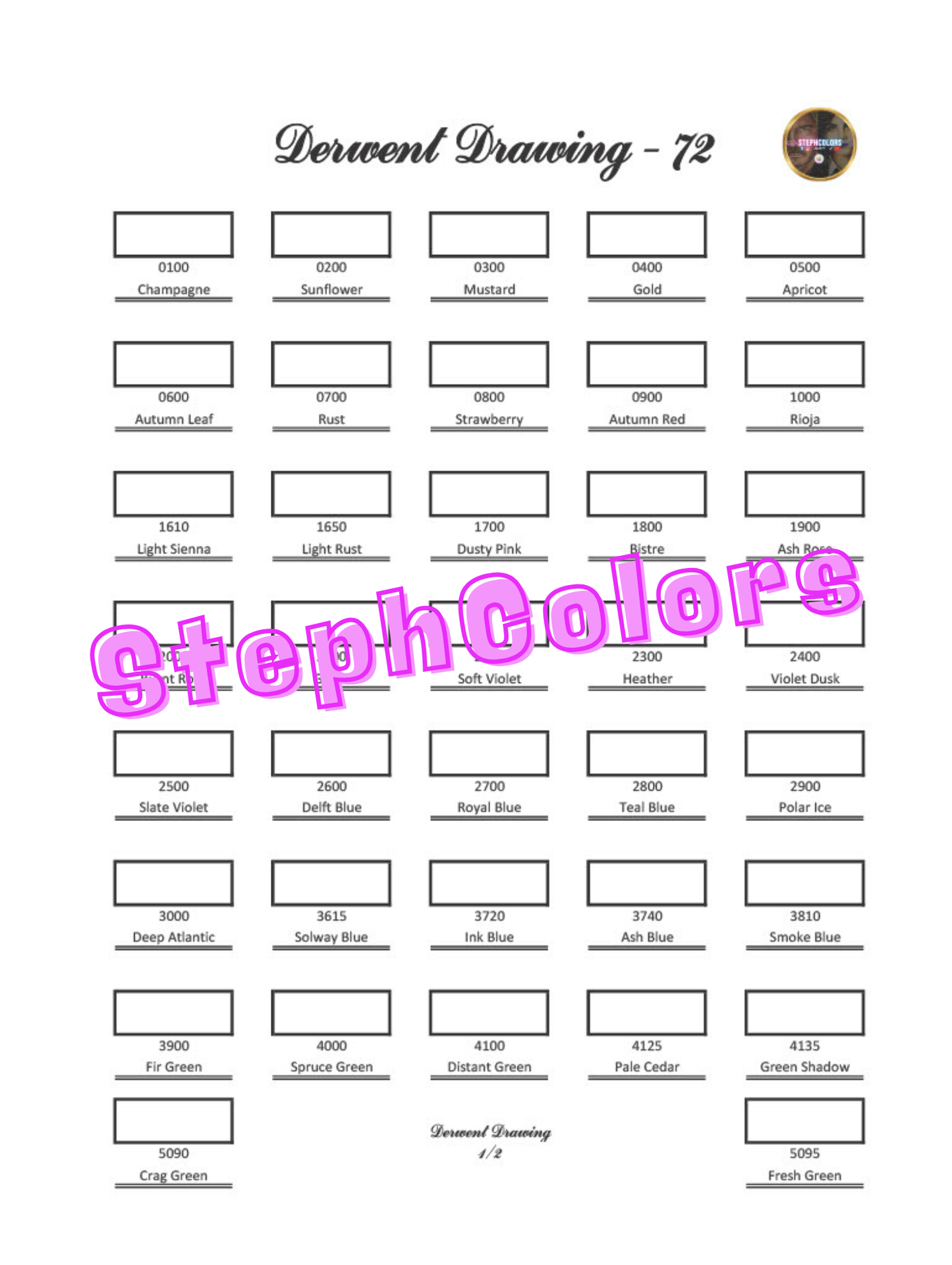 Nuancier PDF Derwent Drawing 72