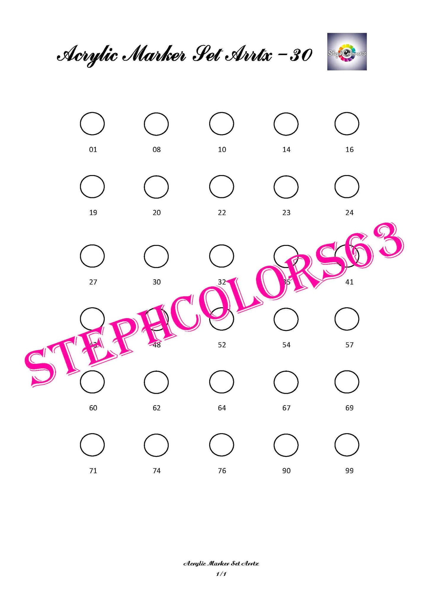 Nuancier Acrylic Markers Set ARRTX x30