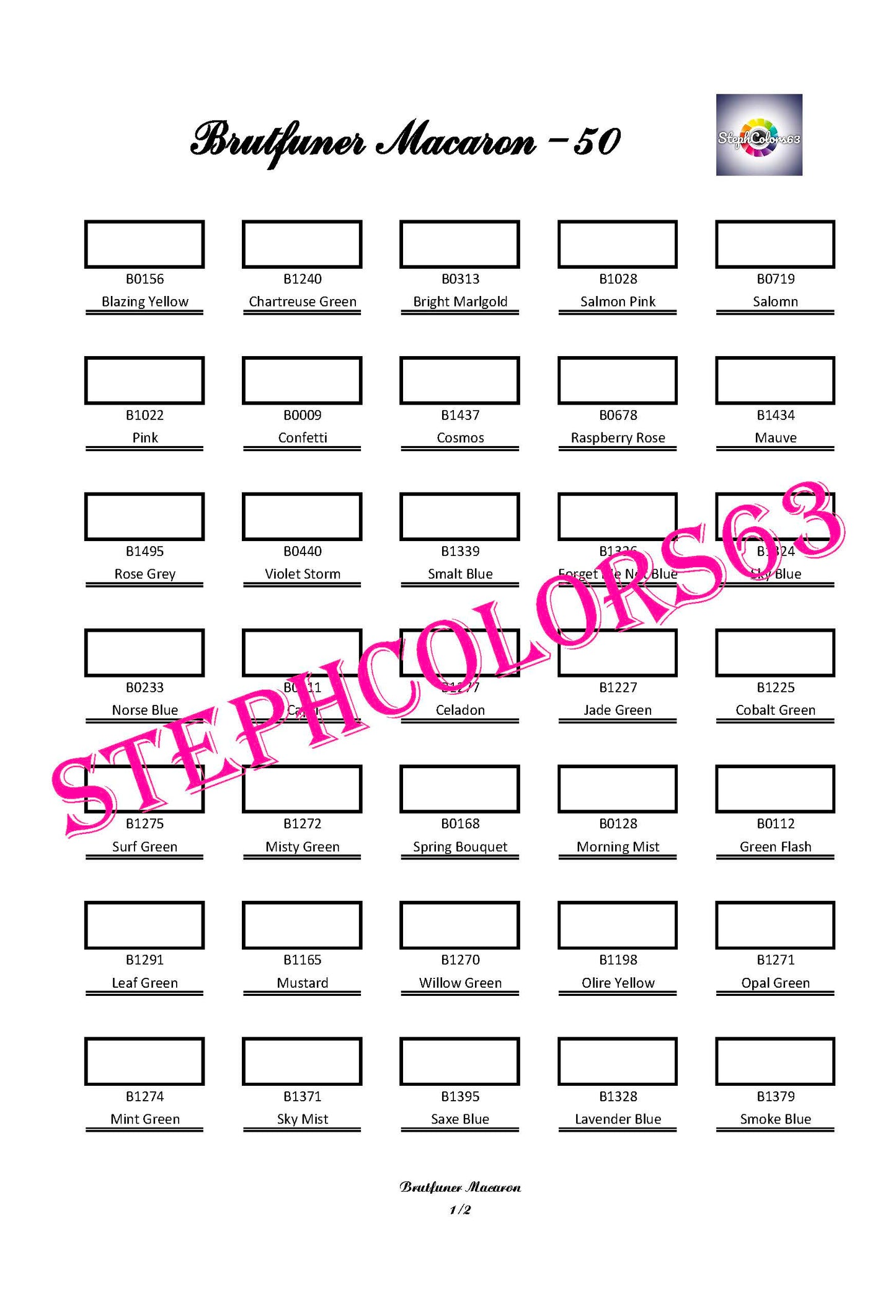 BRUTFUNER Macaron color chart x50