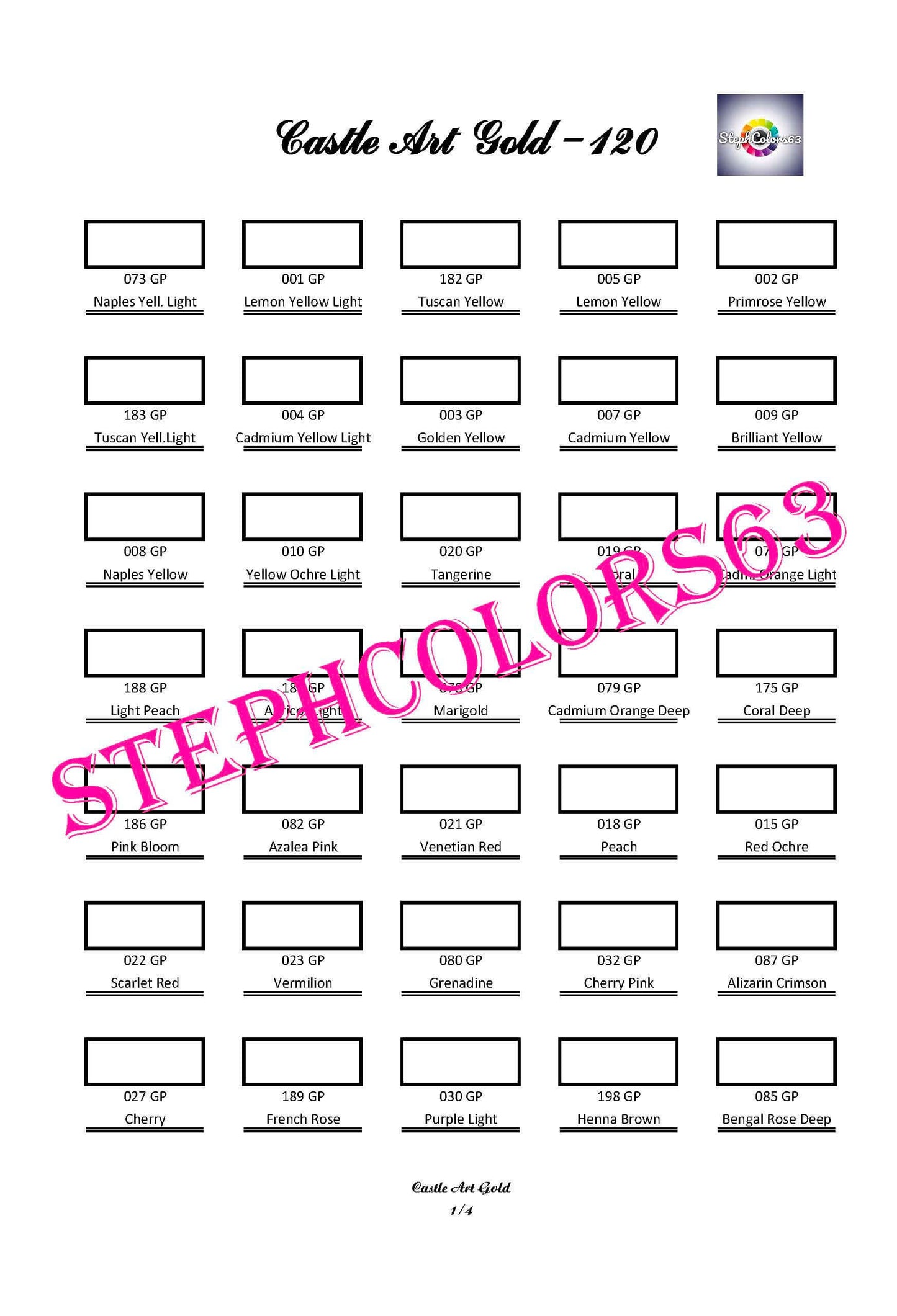 Nuancier Castle Art Gold x120