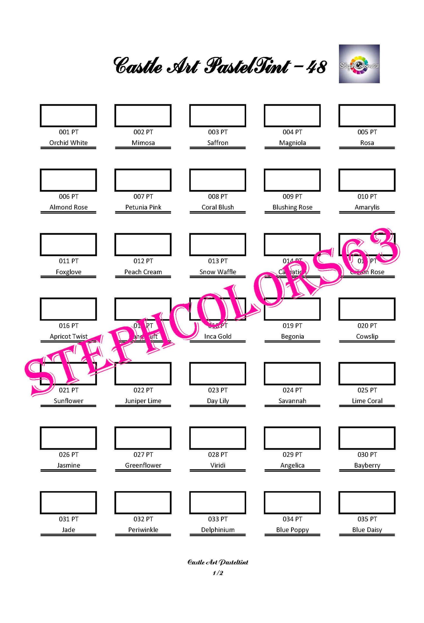 Nuancier Castle Art Pasteltint x 48