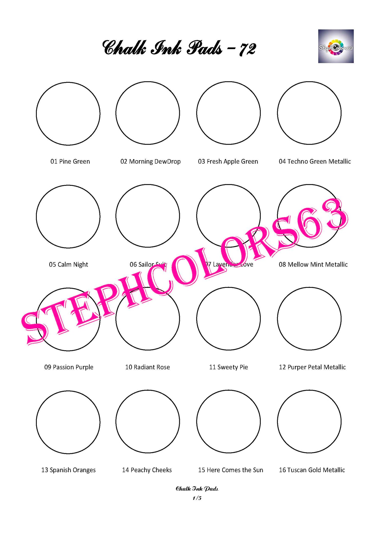 Nuancier DECOTIME Encres Chalk Ink Pads x72