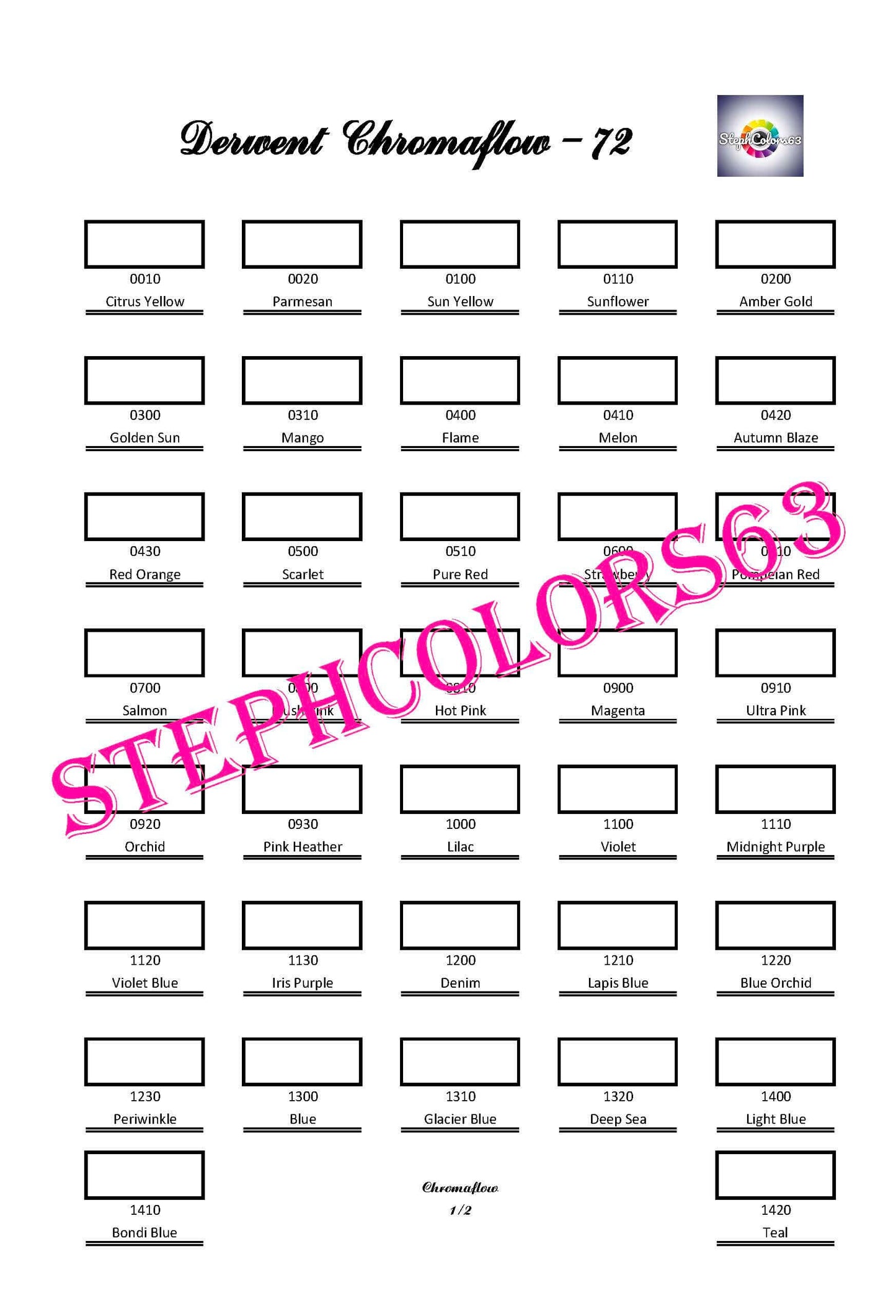 Nuancier Derwent Chromaflow x72