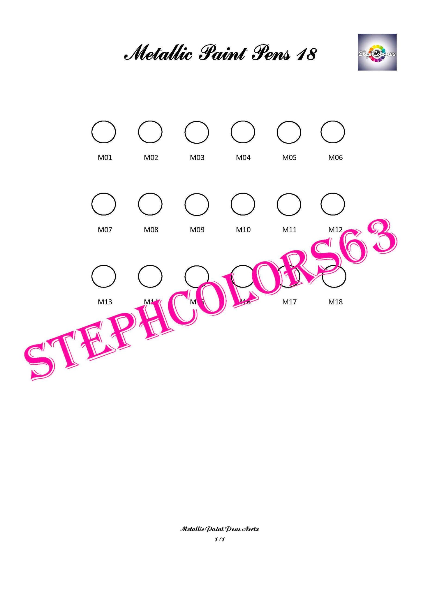 Nuancier Metallic Paint Pens Arrtx x18