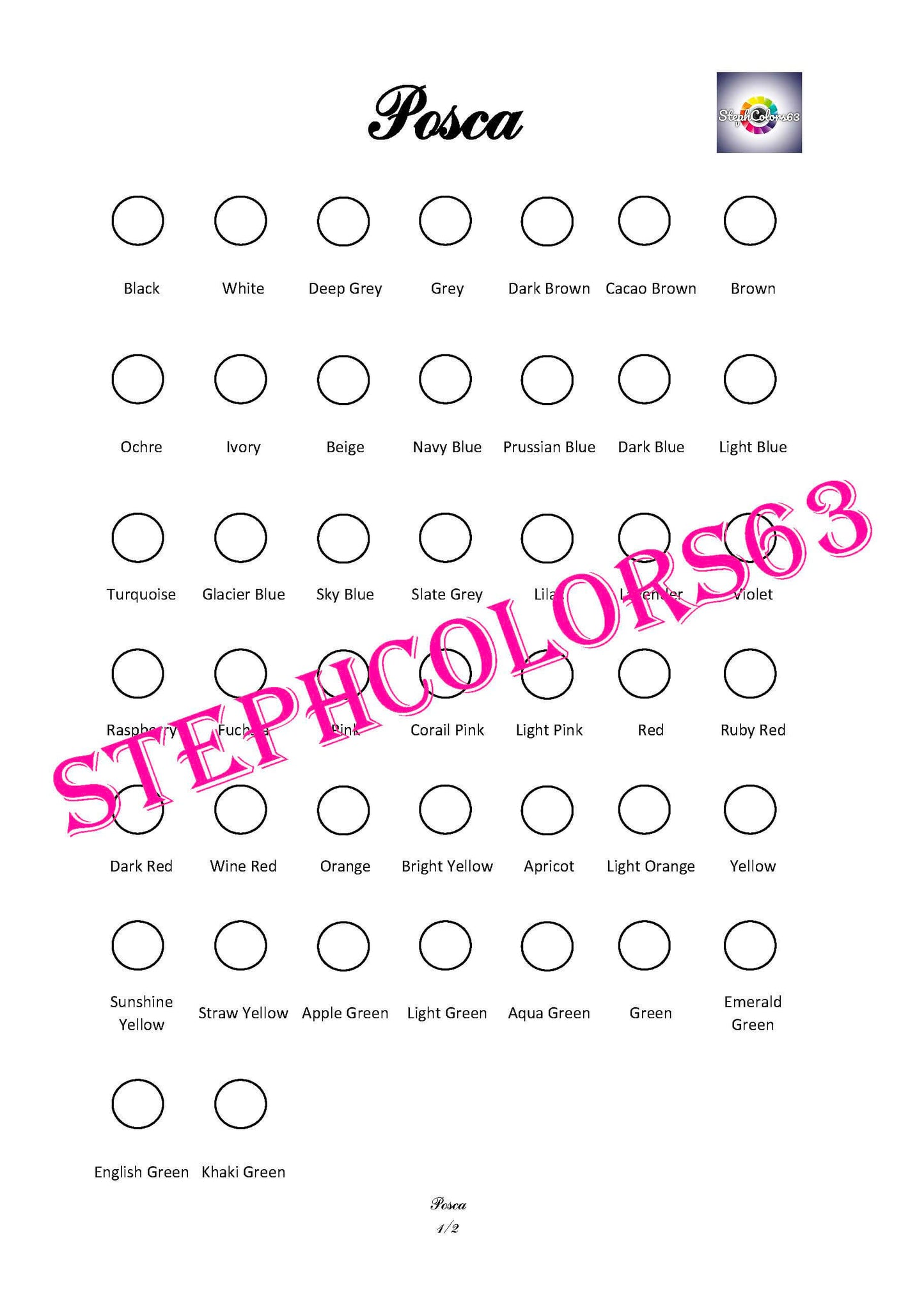 Nuancier POSCA Marqueurs Acryliques x 66