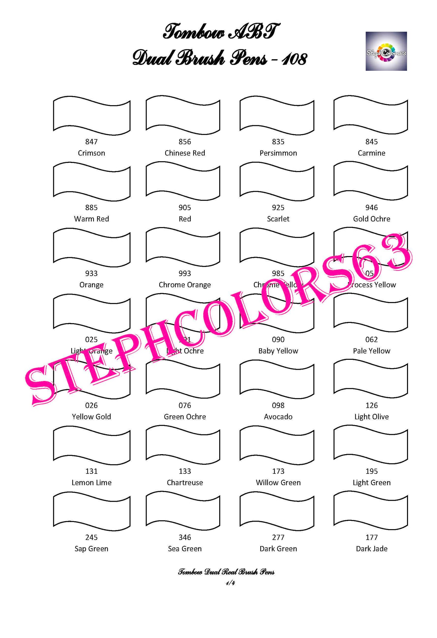 Nuancier TOMBOW ABT Feutres Aquarellables double pointe x 108