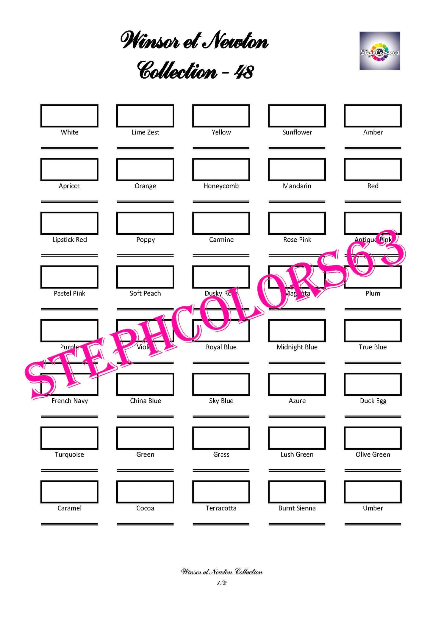 Nuancier WINSOR ET NEWTON Crayons de Couleur x 48