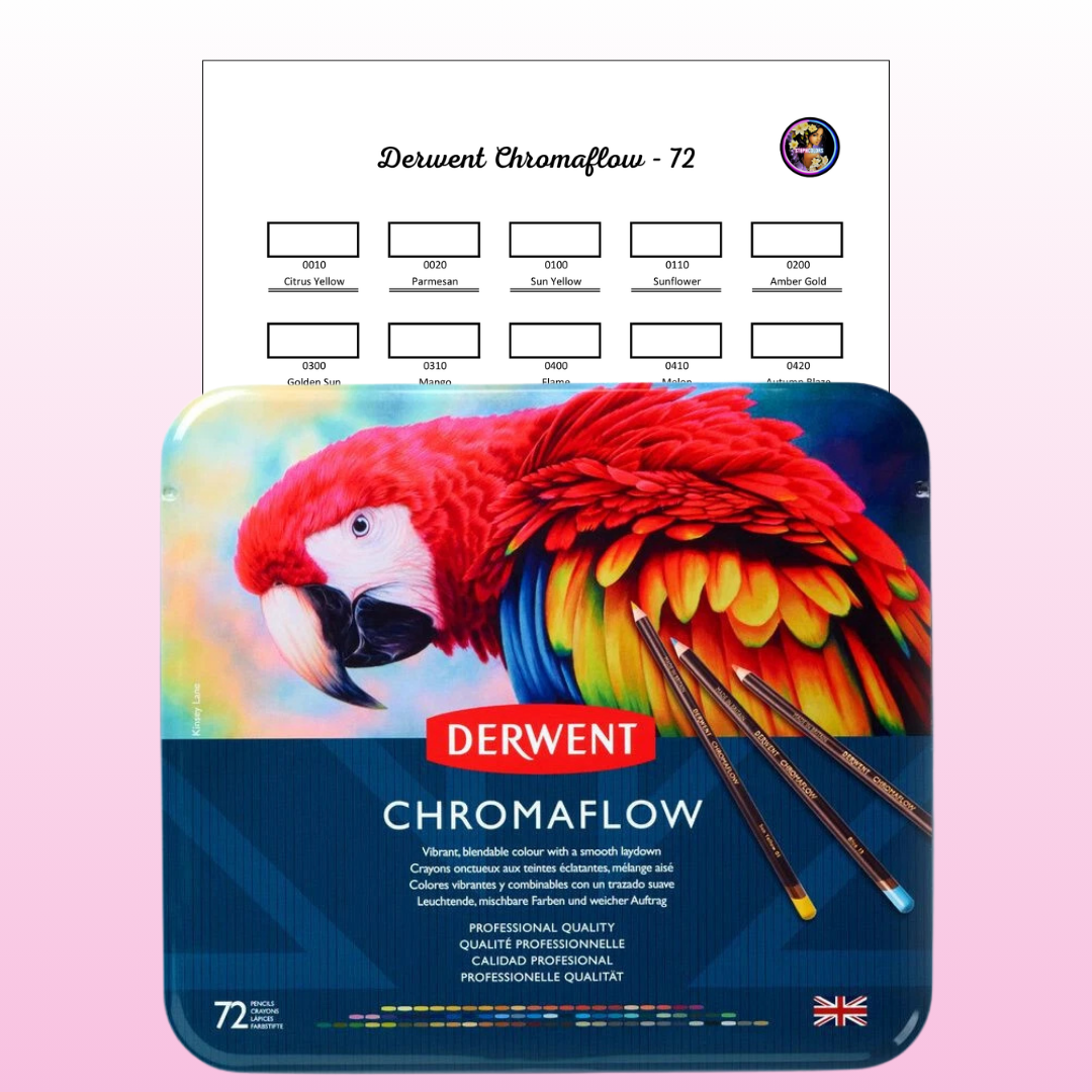 Nuancier Derwent Chromaflow 72 PDF à imprimer – Palette crayons de couleur