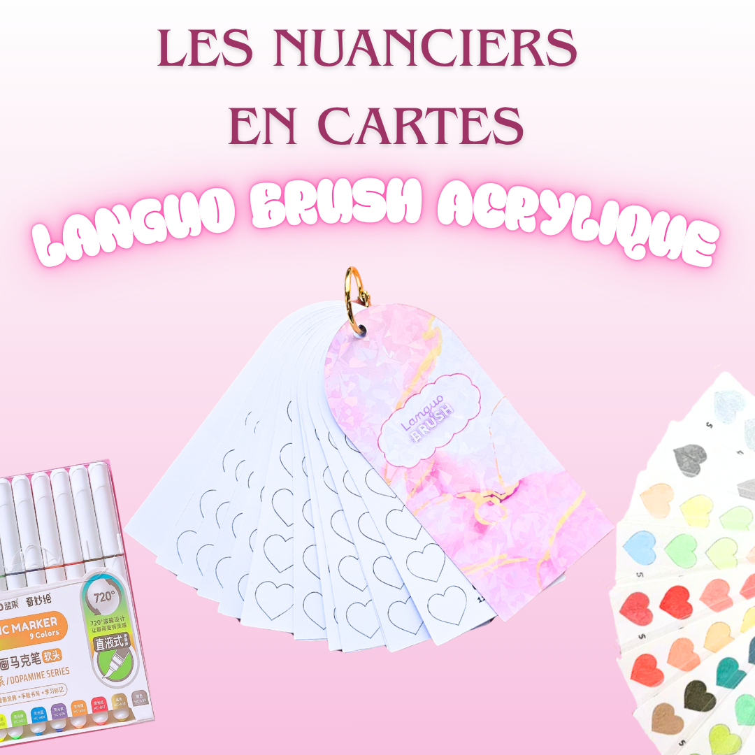 🩷 Nuancier en Cartes « Languo Marqueurs Brush Acryliques 126 couleurs » – Coloriage adulte