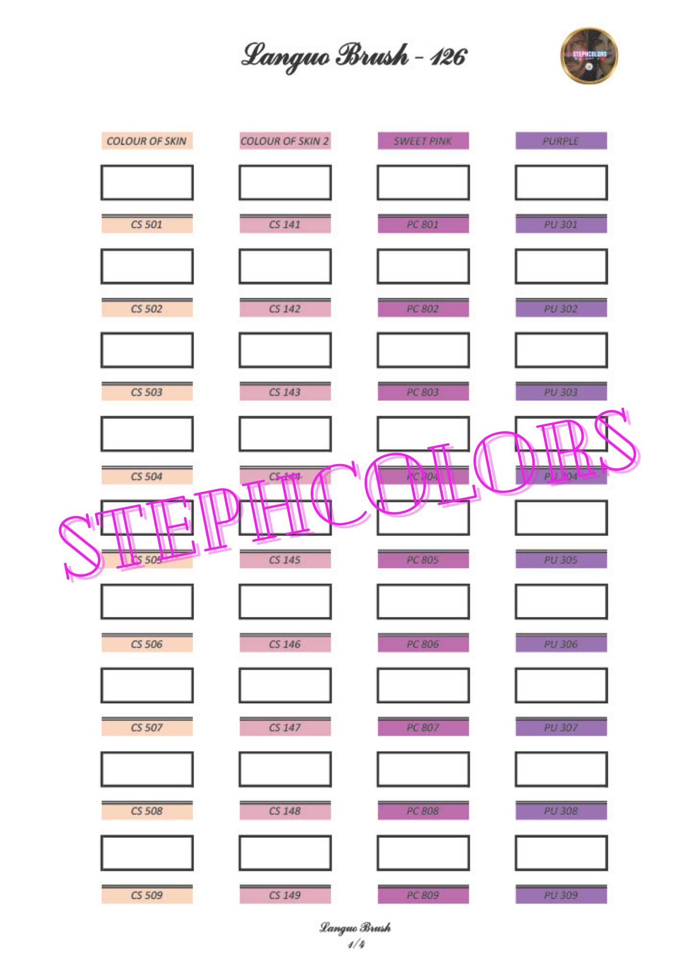 Nuancier Languo Marqueurs Brush Acrylique 126