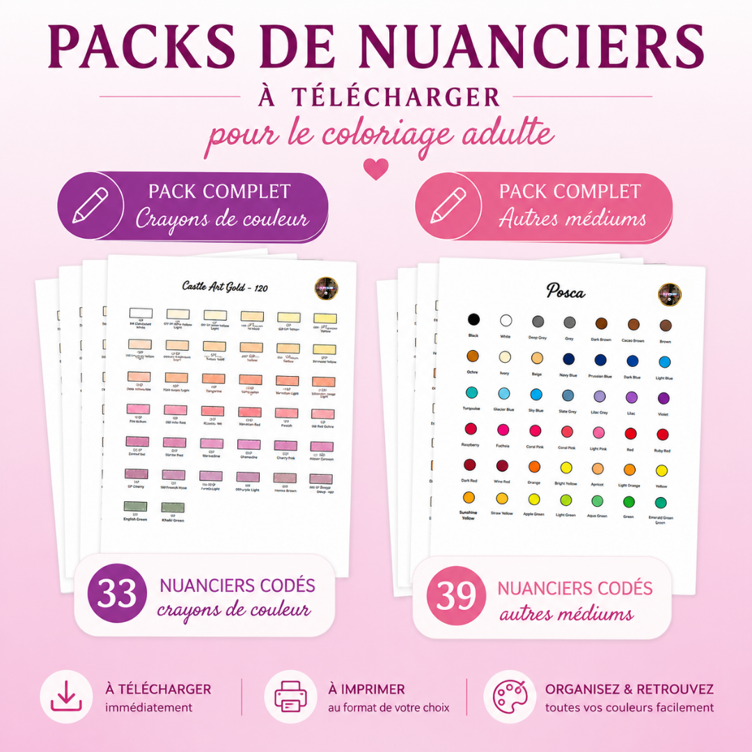 🥇Les Packs de Nuanciers à Télécharger – Coloriage Adulte
