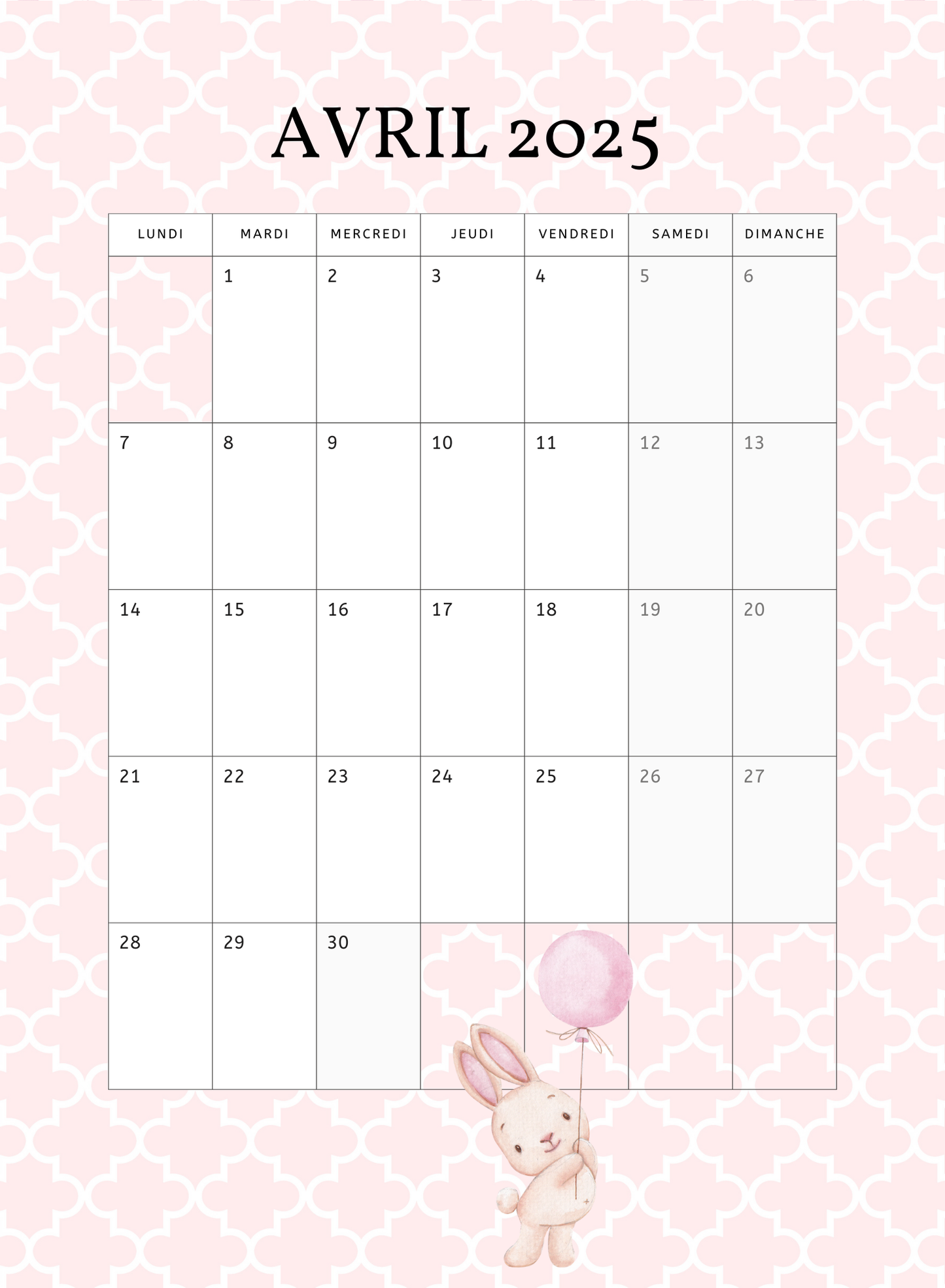 AGENDA A5 Modèle "Pastel Pink"