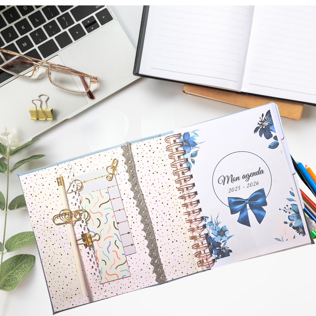 AGENDA Coloriage Adulte Modèle "Bleu Bohème"
