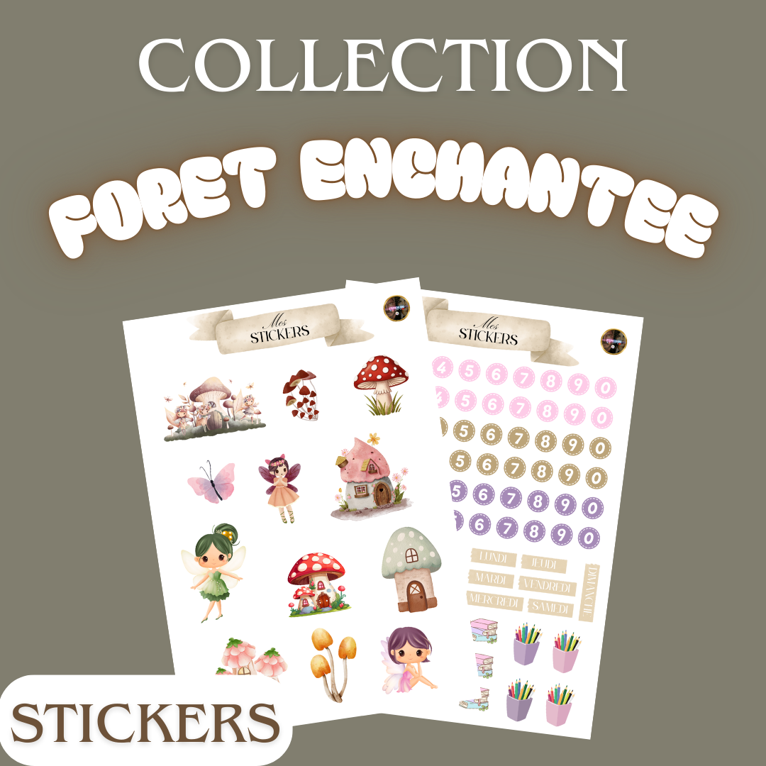 Stickers – Collection La vie en rose / Bleu bohème / Forêt enchantée (lot de 2 planches)