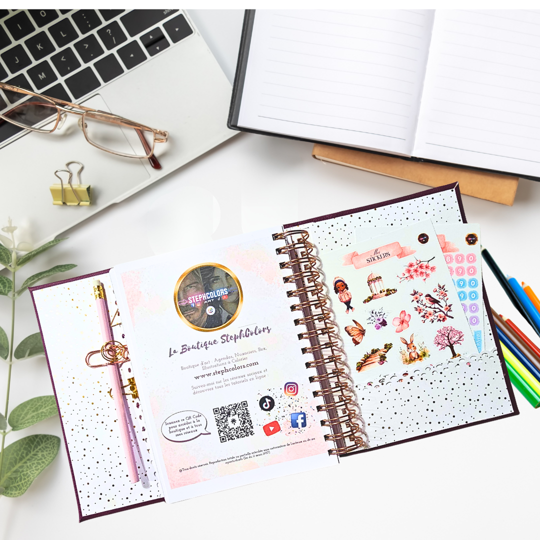 AGENDA Coloriage Adulte Modèle "La vie en Rose"