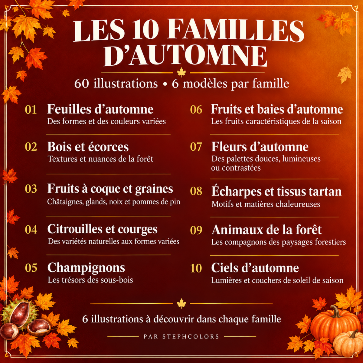 Duo Fiches Combos Automne + Halloween – 120 Harmonies de Couleurs pour le Coloriage Adulte