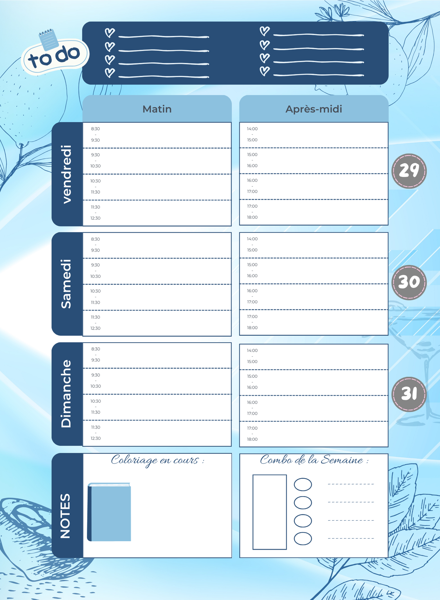 AGENDA A5 Modèle "Pastel Blue"