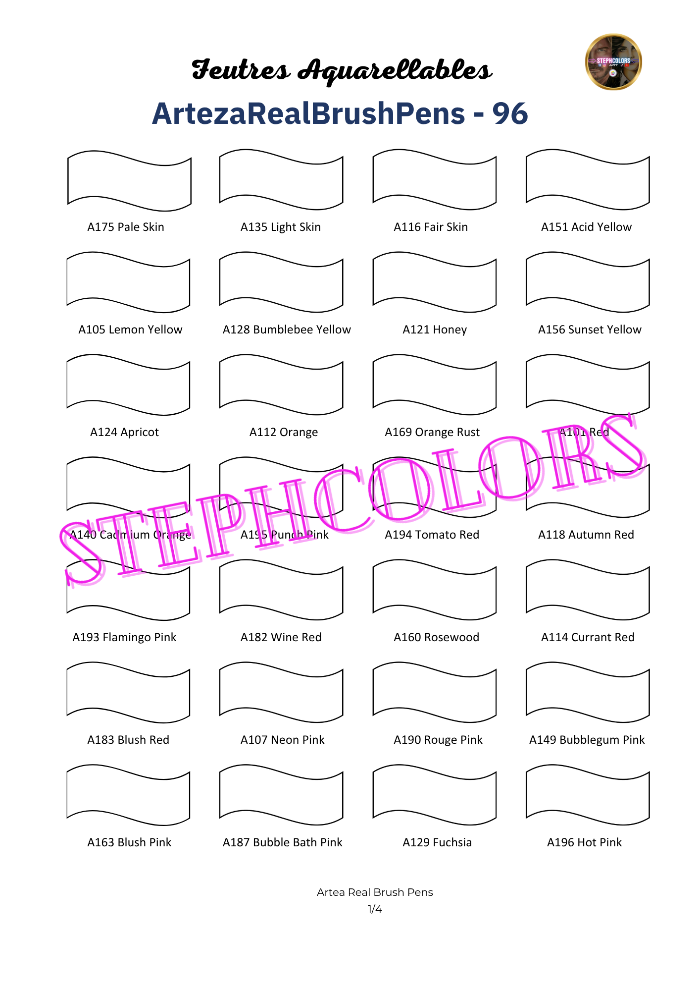 Color Chart Acrylic Markers Set ARRTX x30
