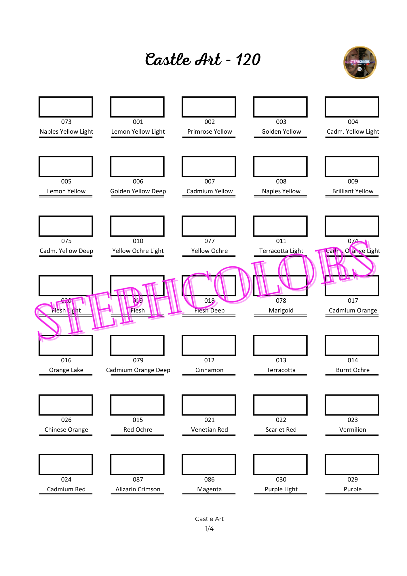 Color Chart Acrylic Markers Set ARRTX x30