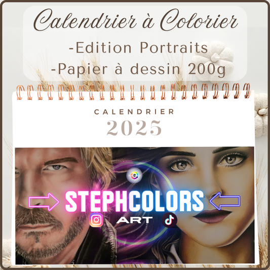 Calendrier mural 2025 à Colorier