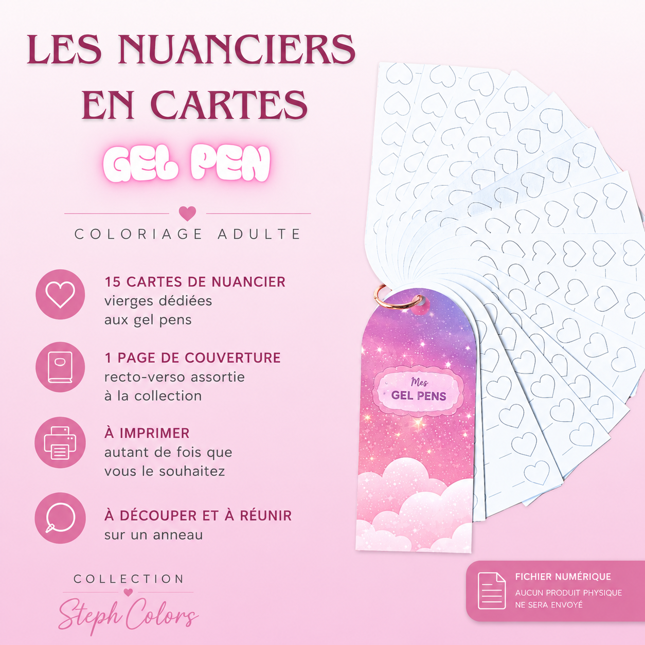 ✨ Nuancier en Cartes à Télécharger – Gel Pens | Coloriage Adulte
