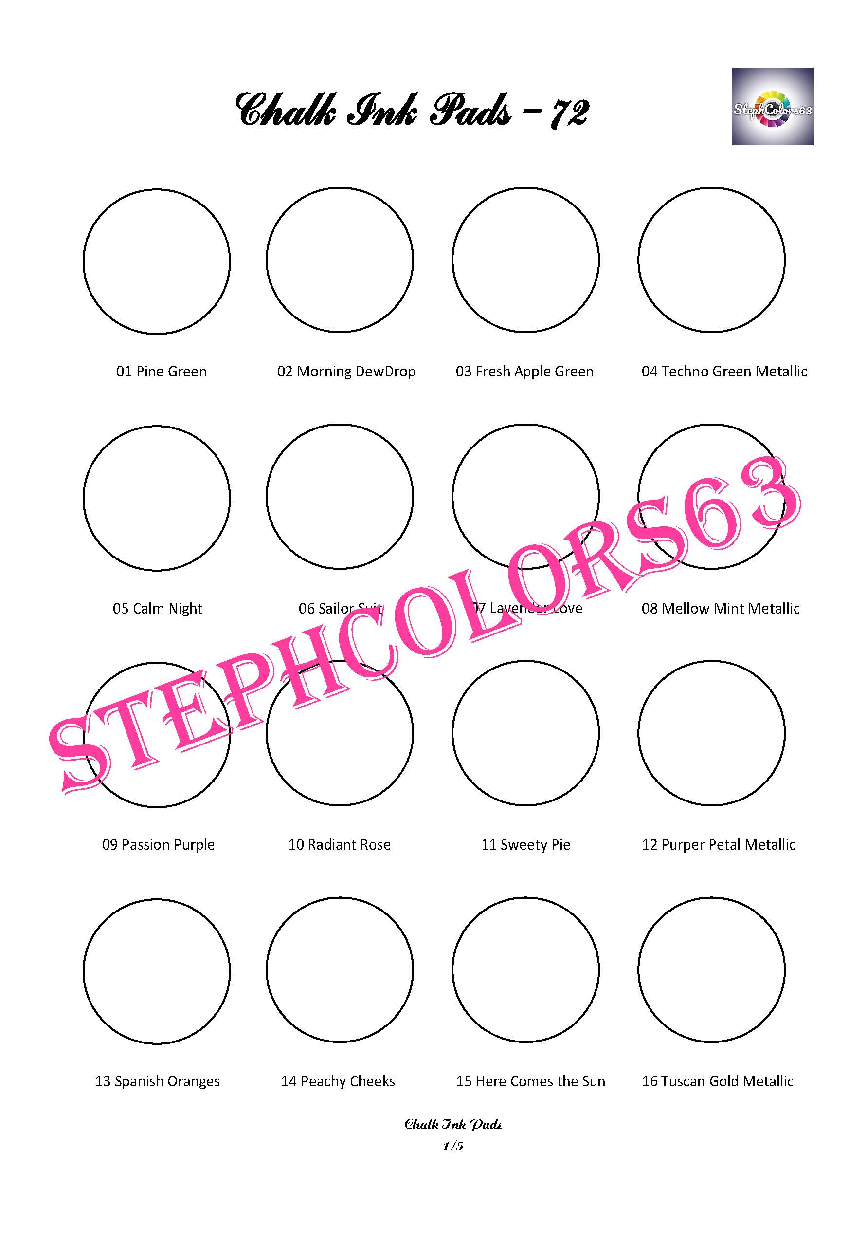 DECOTIME Chalk Ink Pads Color Chart - StephColors – STEPHCOLORS