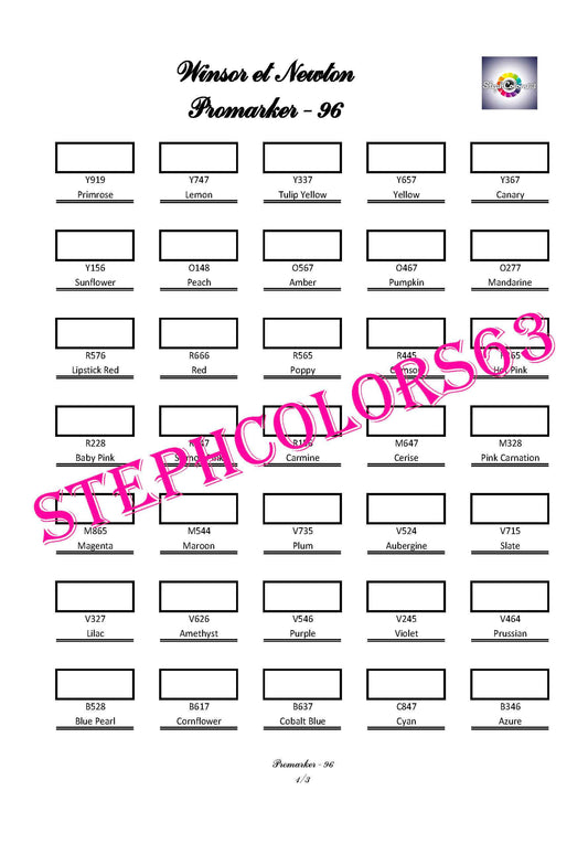 PROMARKER Winsor and Newton color chart x 96
