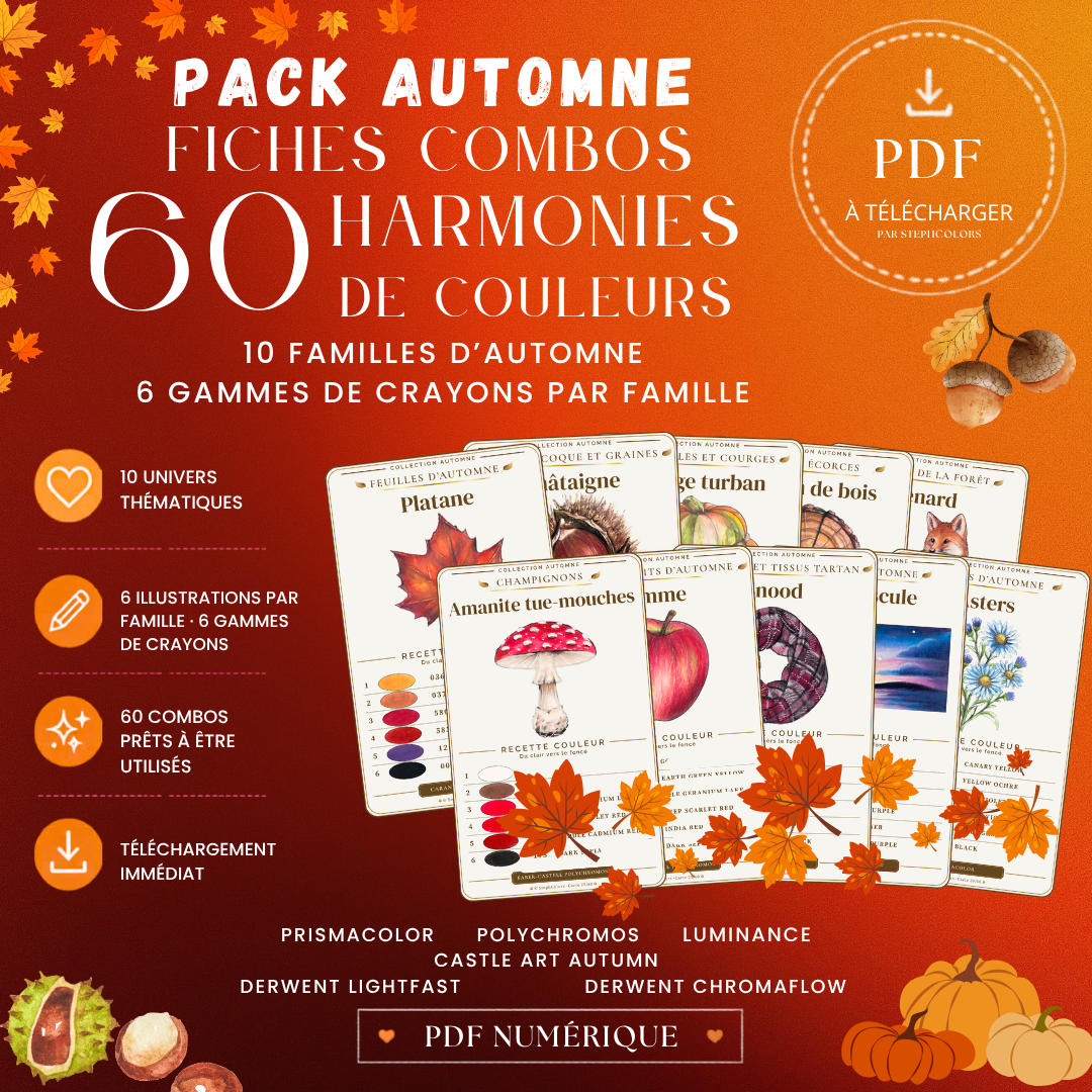 Pack Fiches Combos Automne – 60 Harmonies de Couleurs pour le Coloriage Adulte
