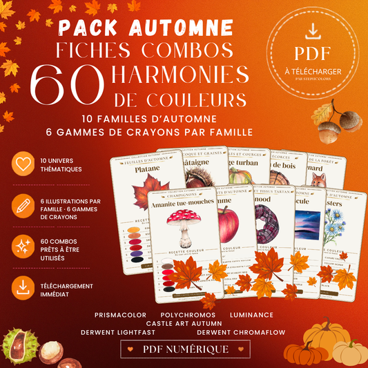 Pack Fiches Combos Automne – 60 Harmonies de Couleurs pour le Coloriage Adulte