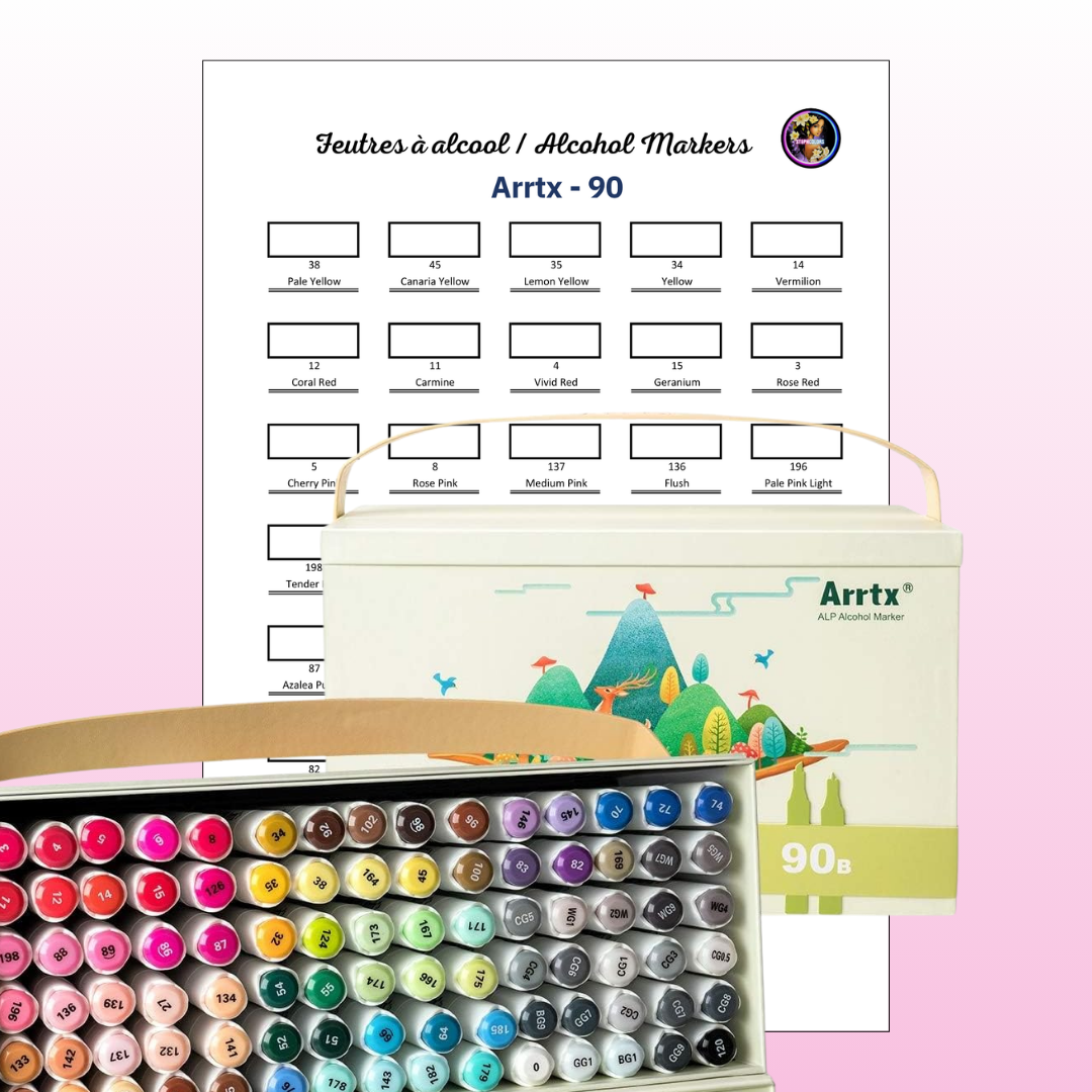 Nuancier Arrtx 90 PDF à imprimer – Palette feutres à alcool