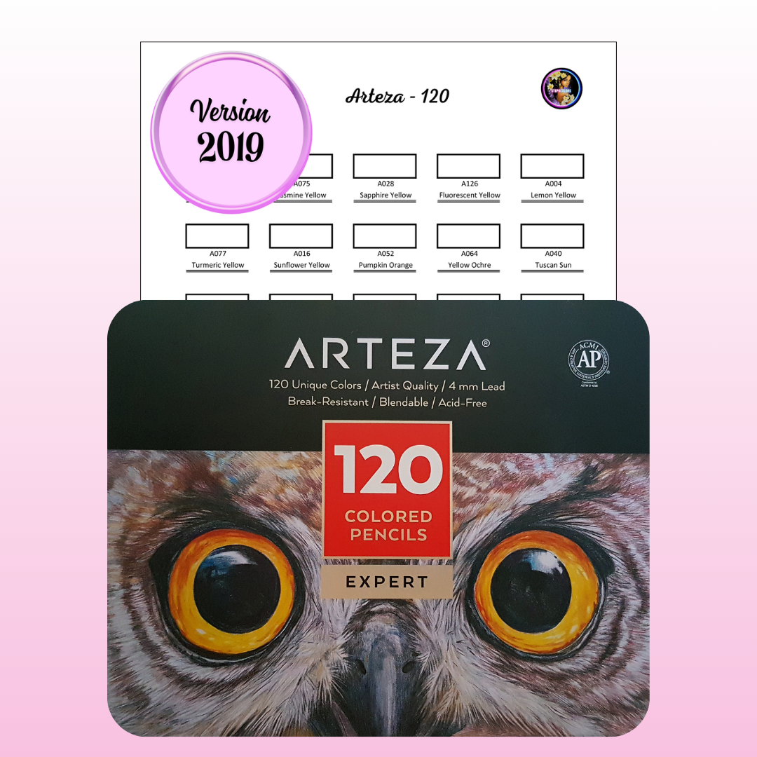 Nuancier Arteza 120 (version 2019) PDF à imprimer – Palette crayons de couleur