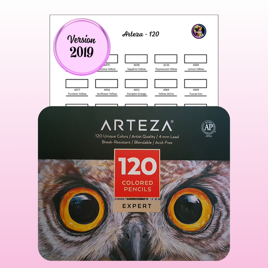 Nuancier Arteza 120 (version 2019) PDF à imprimer – Palette crayons de couleur