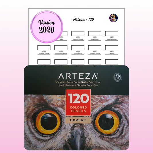 Nuancier Arteza 120 (version 2020) PDF à imprimer – Palette crayons de couleur