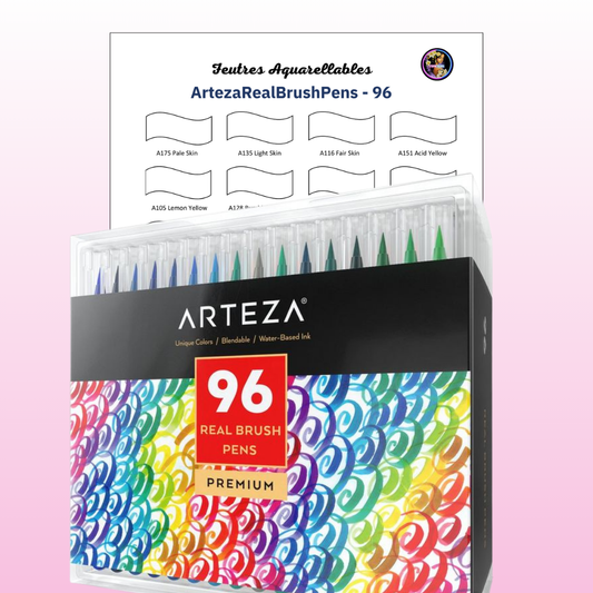 Nuancier Arteza RealBrush 96 PDF à imprimer – Palette feutres aquarellables