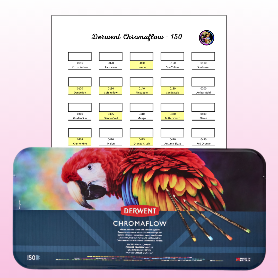 Nuancier Derwent Chromaflow 150 PDF à imprimer – Palette crayons de couleur