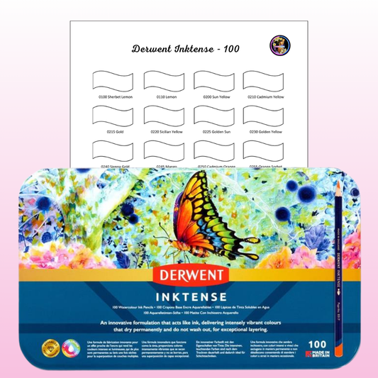Nuancier Derwent Inktense 100 PDF à imprimer – Palette crayons aquarellables