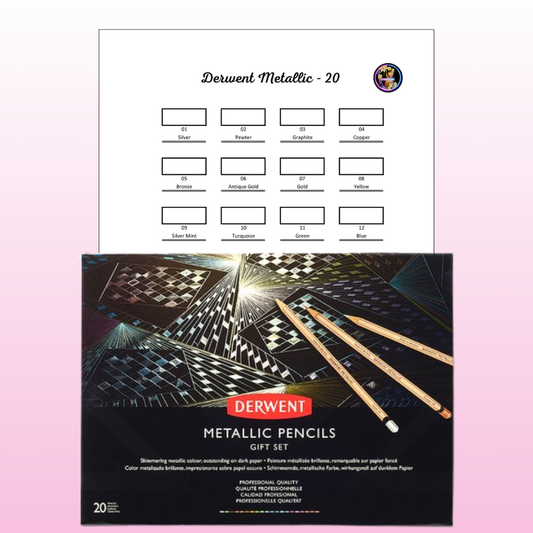 Nuancier Derwent Metallic 20 PDF à imprimer – Crayons métalliques