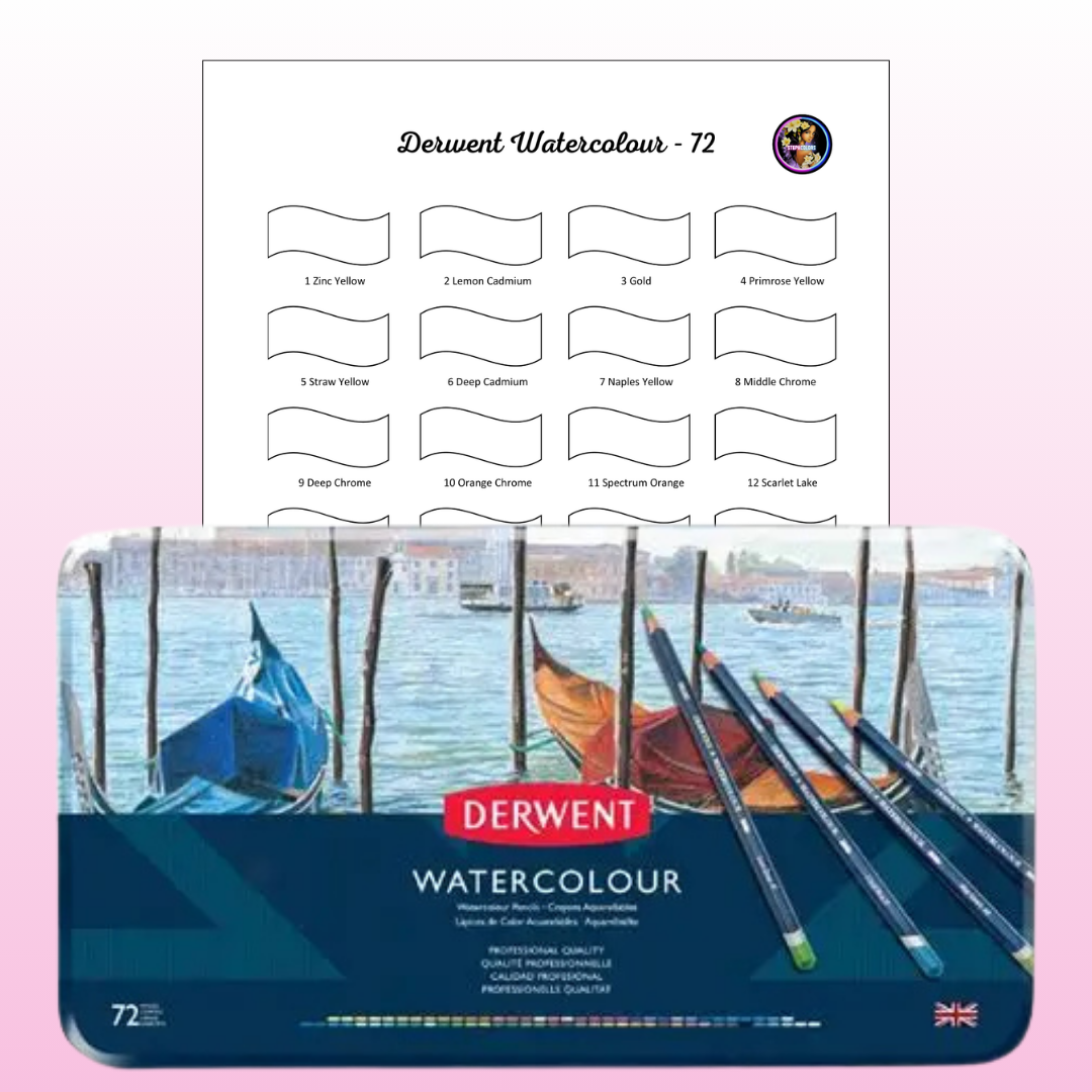 Nuancier Derwent Watercolour 72 PDF à imprimer – Palette crayons aquarellables