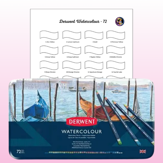 Nuancier Derwent Watercolour 72 PDF à imprimer – Palette crayons aquarellables