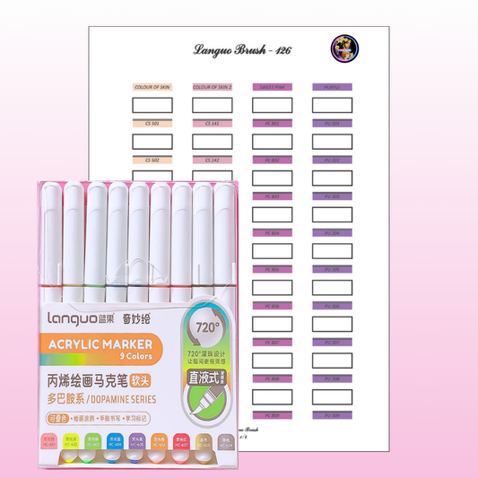 Nuancier Languo 126 PDF à imprimer – Marqueurs brush acryliques