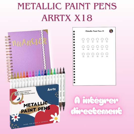 Nuancier Metallic Paint Pens Arrtx x18